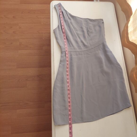 J. Crew Grey Silk One Shoulder Dress Sz 8 - Picture 8 of 10